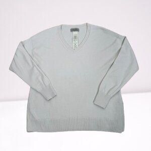 Falconeri Italy Women's Cashmere Ultrasoft Side Slit Sweater Size S Light Gray